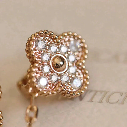 DIANA CLOVER MEDIUM 1 MOTIFS FUll DIAMOND EARRINGS