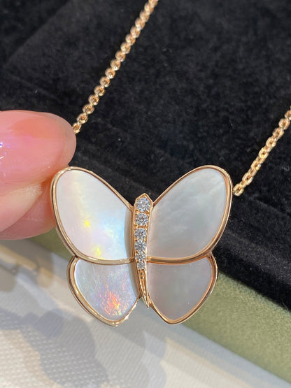 DIANA BUTTERFLY GOLD MOP DIAMOND NECKLACE