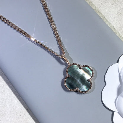 DIANA CLOVER 25MM GOLD DARK MOP BIG CLOVER NECKLACE
