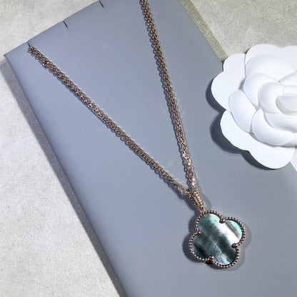 DIANA CLOVER 25MM GOLD DARK MOP BIG CLOVER NECKLACE