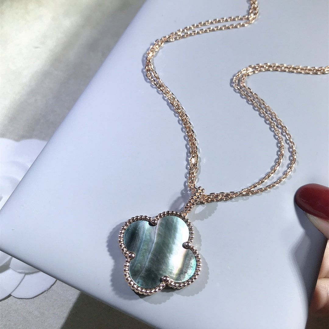 DIANA CLOVER 25MM GOLD DARK MOP BIG CLOVER NECKLACE