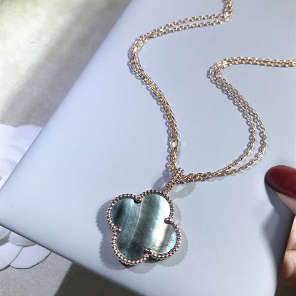 DIANA CLOVER 25MM GOLD DARK MOP BIG CLOVER NECKLACE