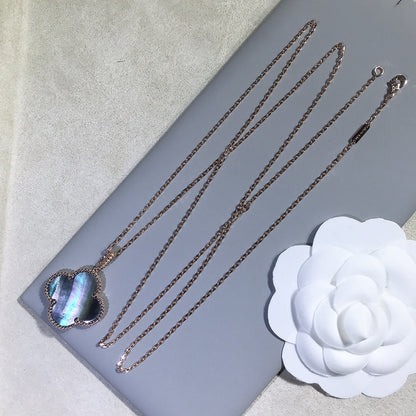 DIANA CLOVER 25MM GOLD DARK MOP BIG CLOVER NECKLACE