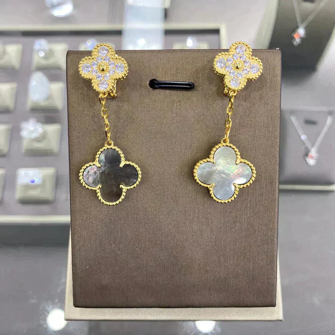 DIANA CLOVER  2 MOTIFS  DIAMOND  EARRINGS  MULTIPLE CHOICES