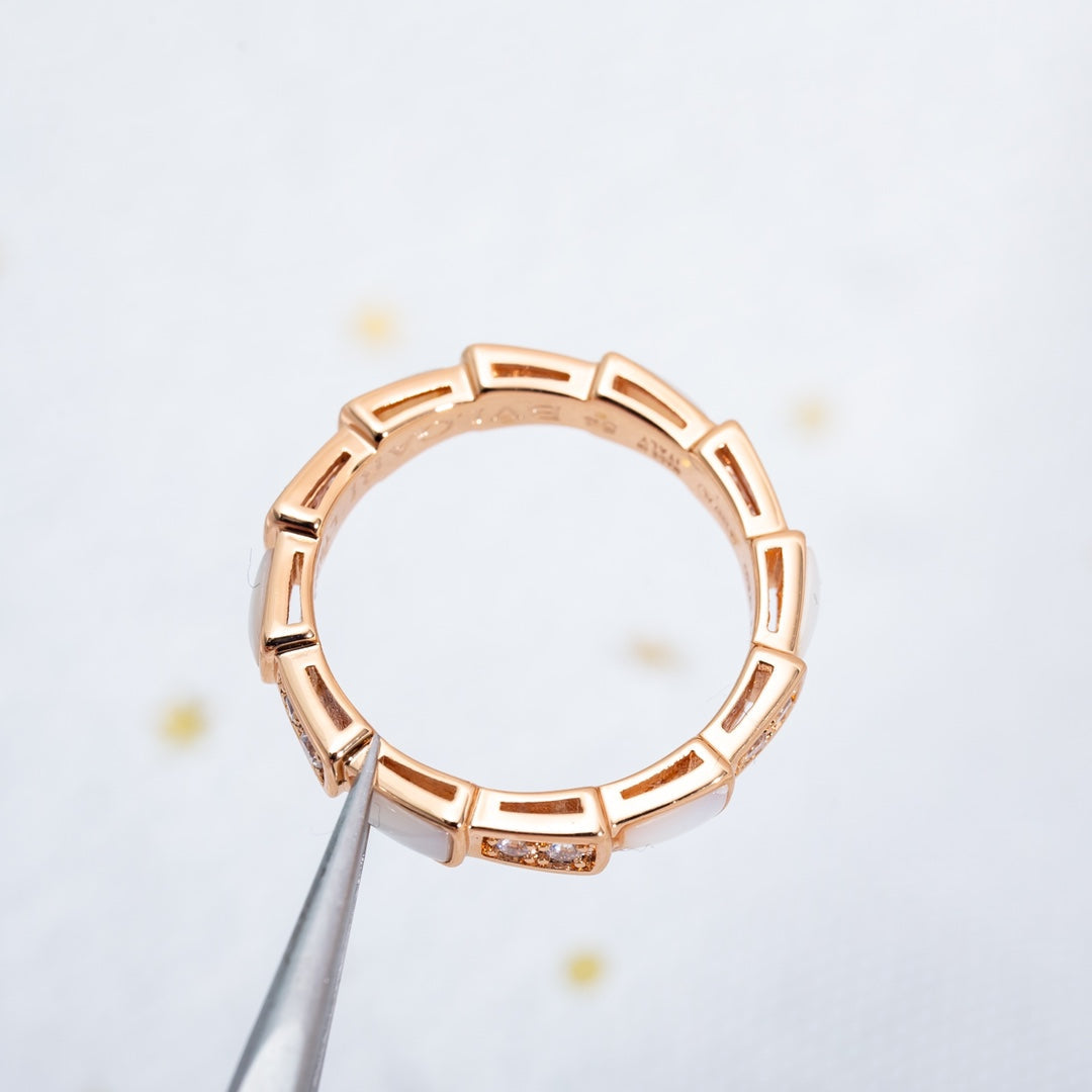 DIANA SERPENTI RING PINK GOLD DIAMOND MOP 3MM