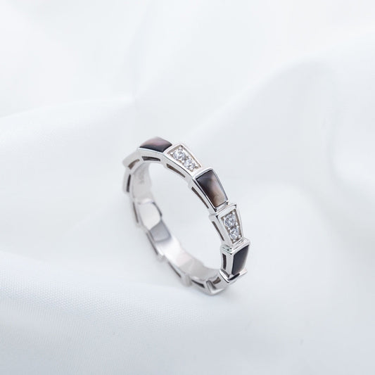 DIANA SERPENTI RING SILVER  DIAMOND BLACK MOP 3MM