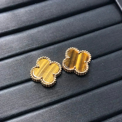 DIANA CLOVER MEDIUM 1 MOTIFS TIGER EYE EARRINGS