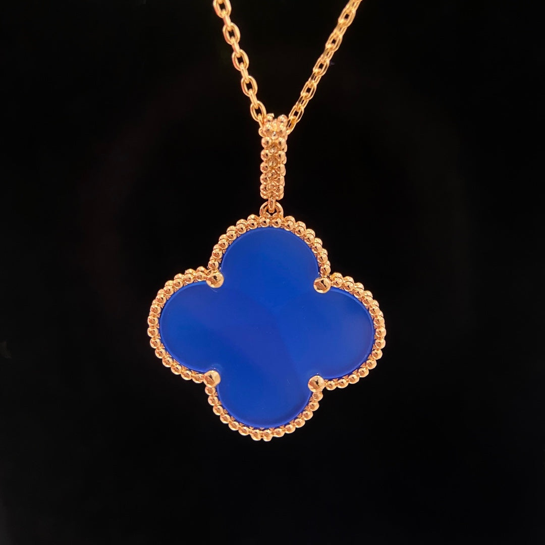 DIANA CLOVER 25MM NECKLACE TURQUOISE ROSE GOLD