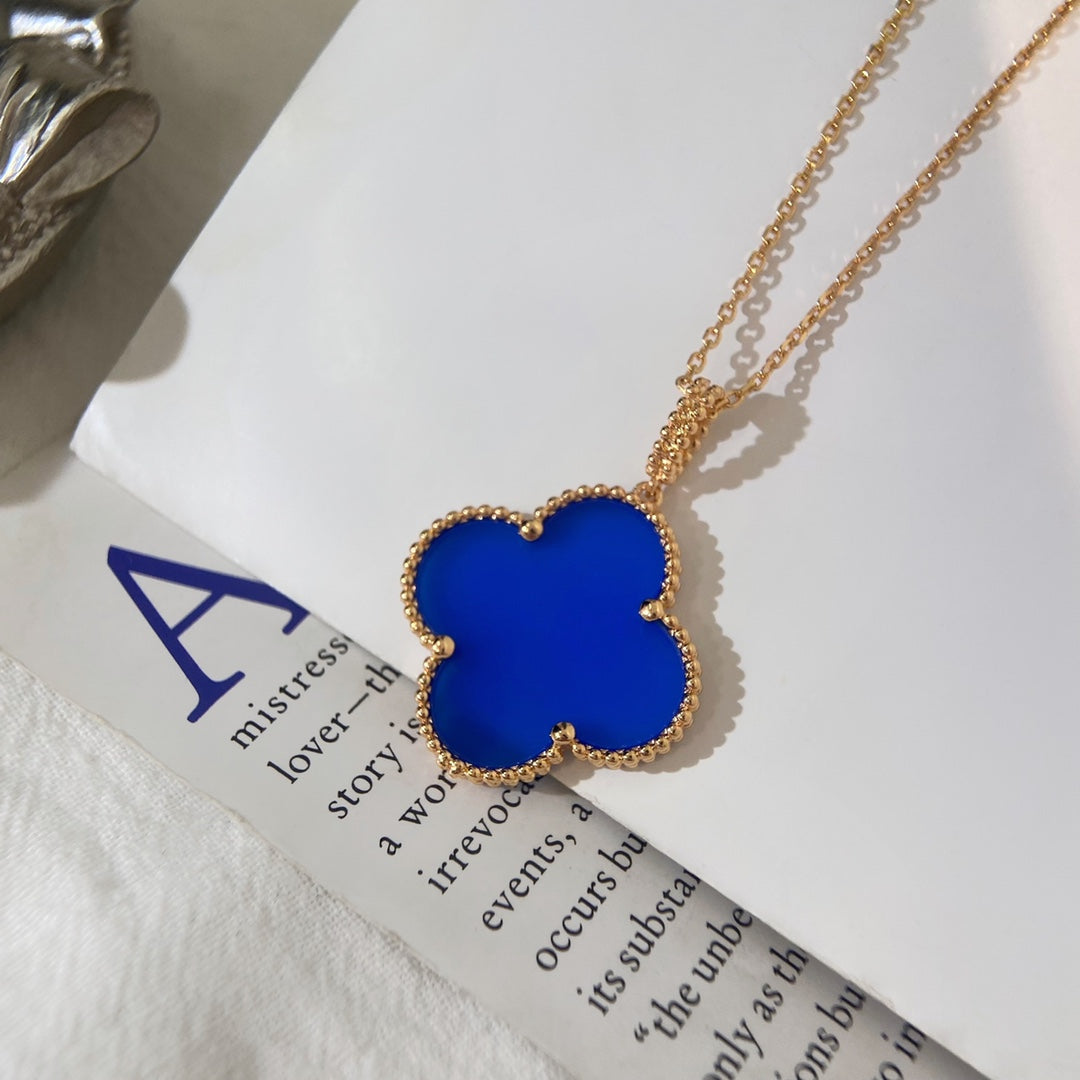 DIANA CLOVER 25MM NECKLACE TURQUOISE ROSE GOLD