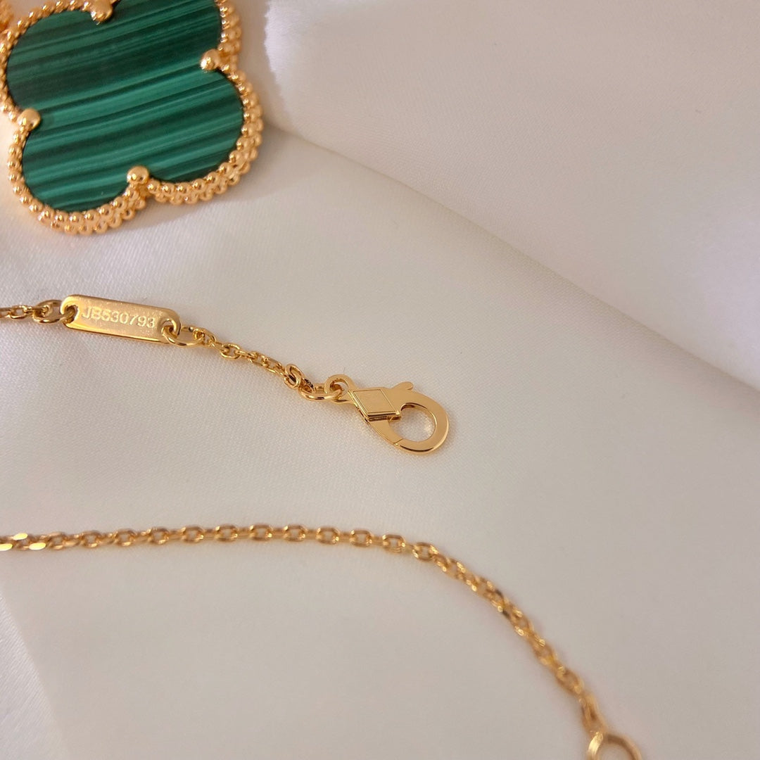 DIANA CLOVER 25MM MALACHITE GOLD NECKLACE