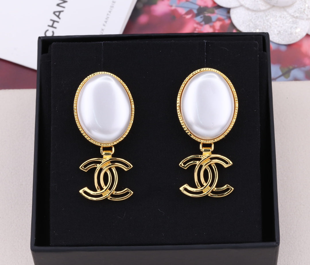 PENDIENTES GOTA DOBLE C ORO BLANCO