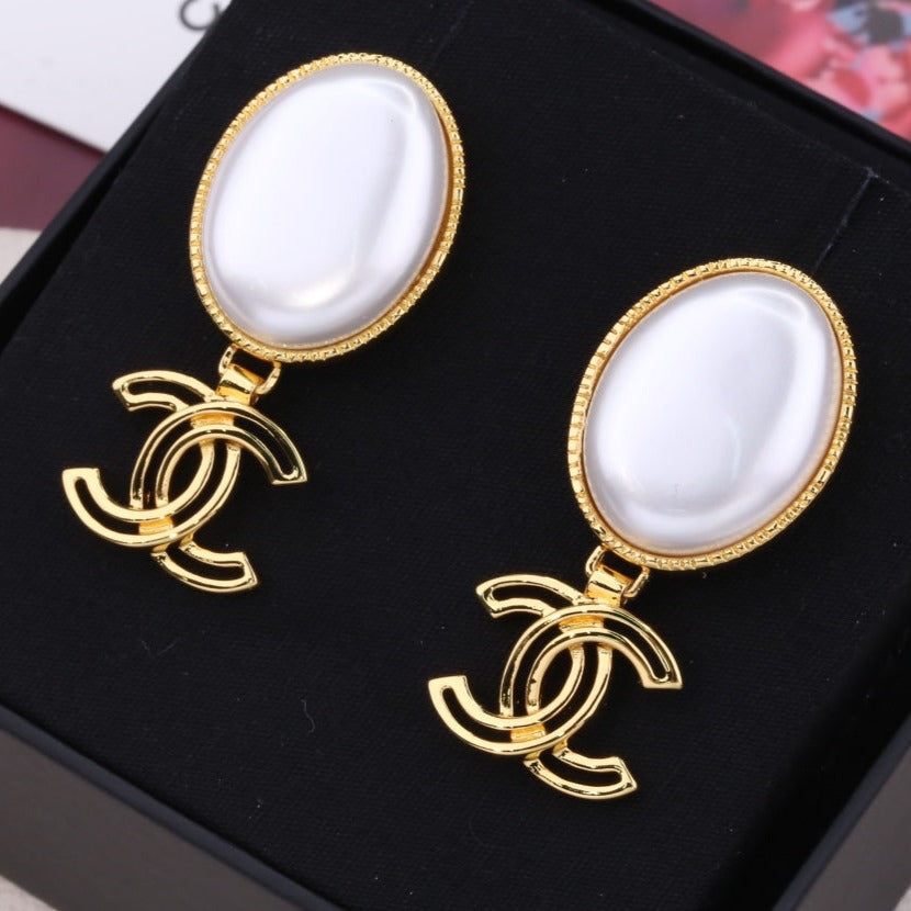 PENDIENTES GOTA DOBLE C ORO BLANCO