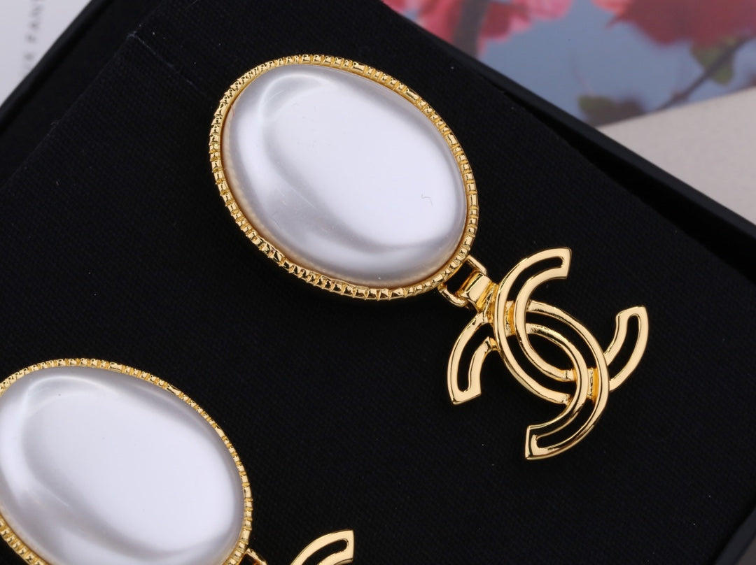PENDIENTES GOTA DOBLE C ORO BLANCO