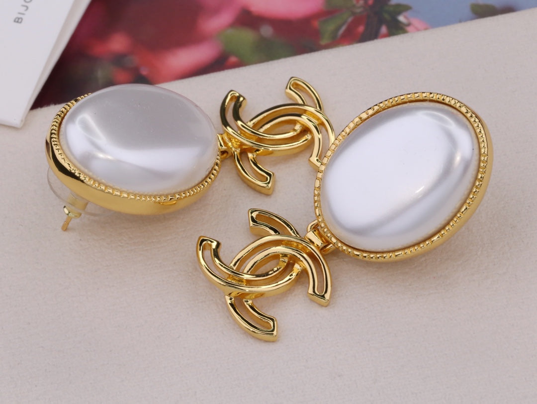 PENDIENTES GOTA DOBLE C ORO BLANCO