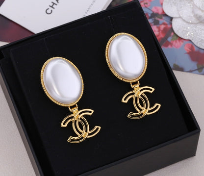 PENDIENTES GOTA DOBLE C ORO BLANCO