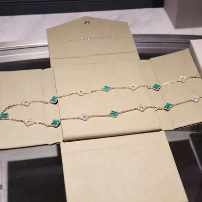 DIANA CLOVER 20 MOTIFS MALACHITE DIAMOND NECKLACE