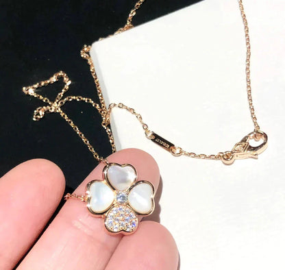 DIANA CLOVER MOP DIAMOND ROSE GOLD NECKLACE