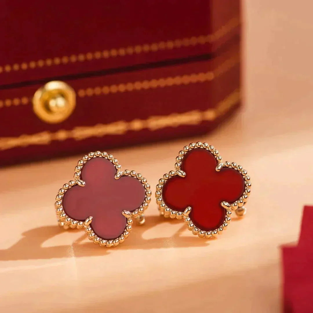 DIANA CLOVER MEDIUM 1 MOTIFS CARNELIAN  EARRINGS