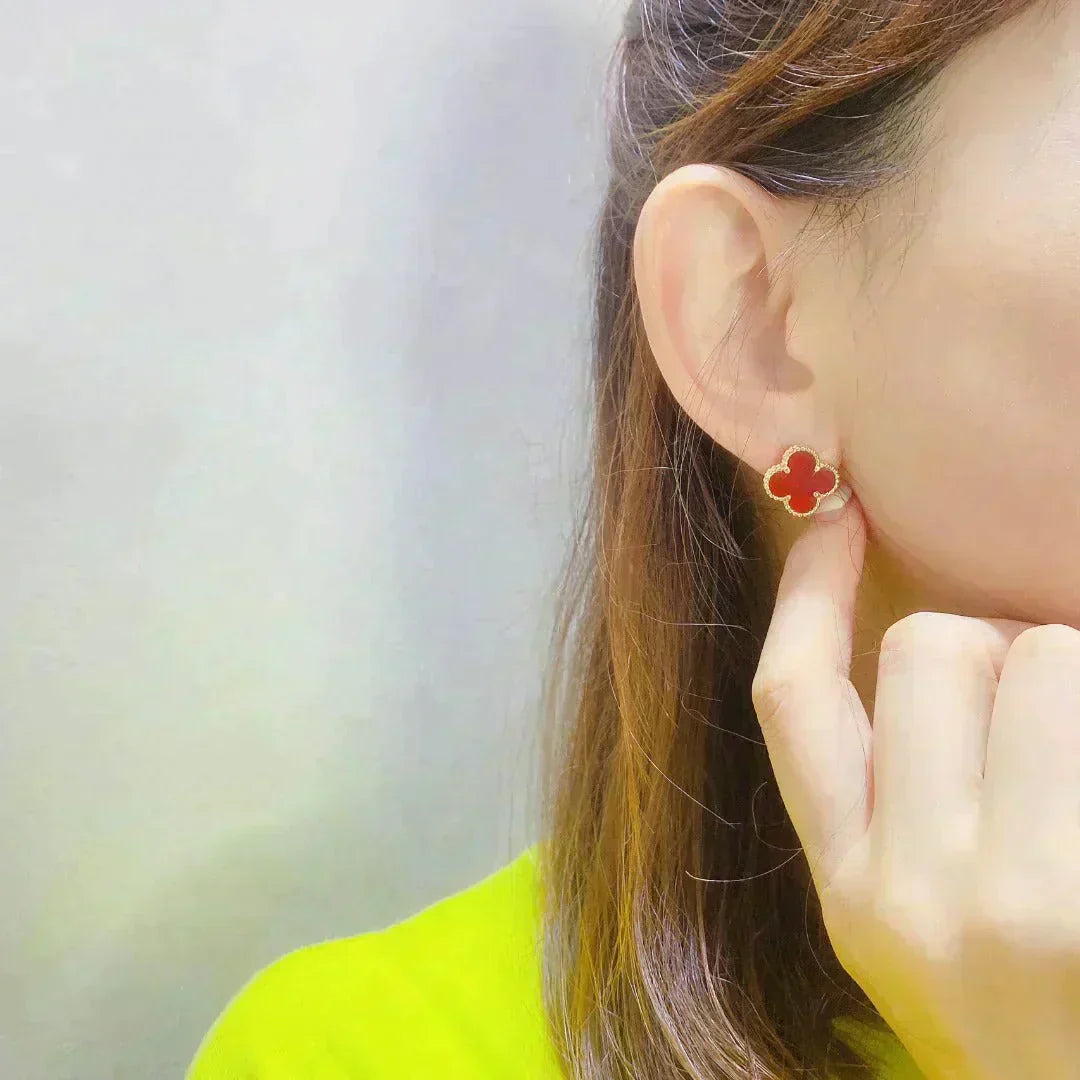 DIANA CLOVER MEDIUM 1 MOTIFS CARNELIAN  EARRINGS
