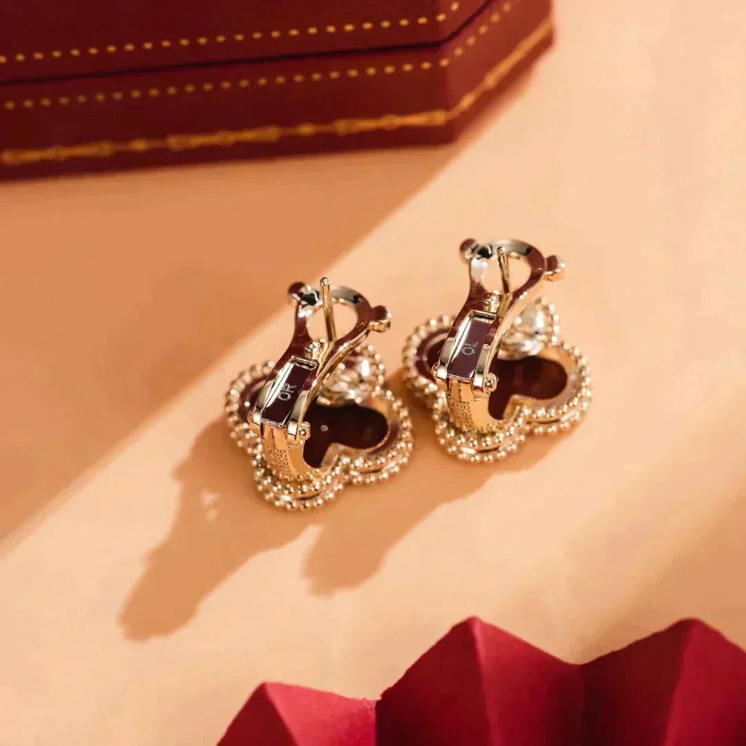 DIANA CLOVER MEDIUM 1 MOTIFS CARNELIAN  EARRINGS