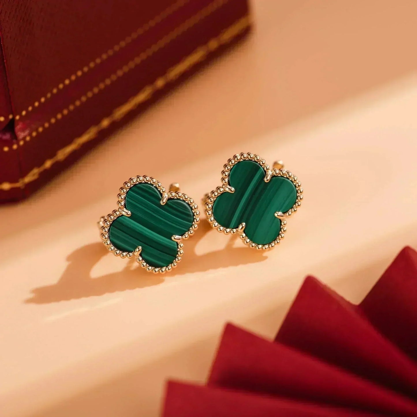 DIANA CLOVER MEDIUM 1 MOTIFS MALACHITE  EARRINGS
