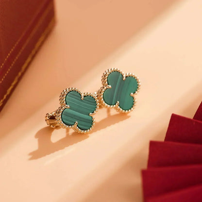 DIANA CLOVER MEDIUM 1 MOTIFS MALACHITE  EARRINGS