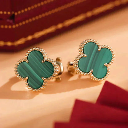 DIANA CLOVER MEDIUM 1 MOTIFS MALACHITE  EARRINGS