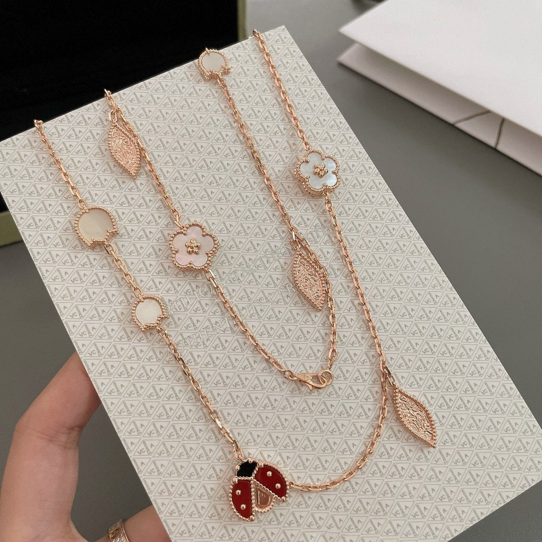 DIANA LUCKY SPRING 15 MOTIFS ROSE GOLD NECKLACE