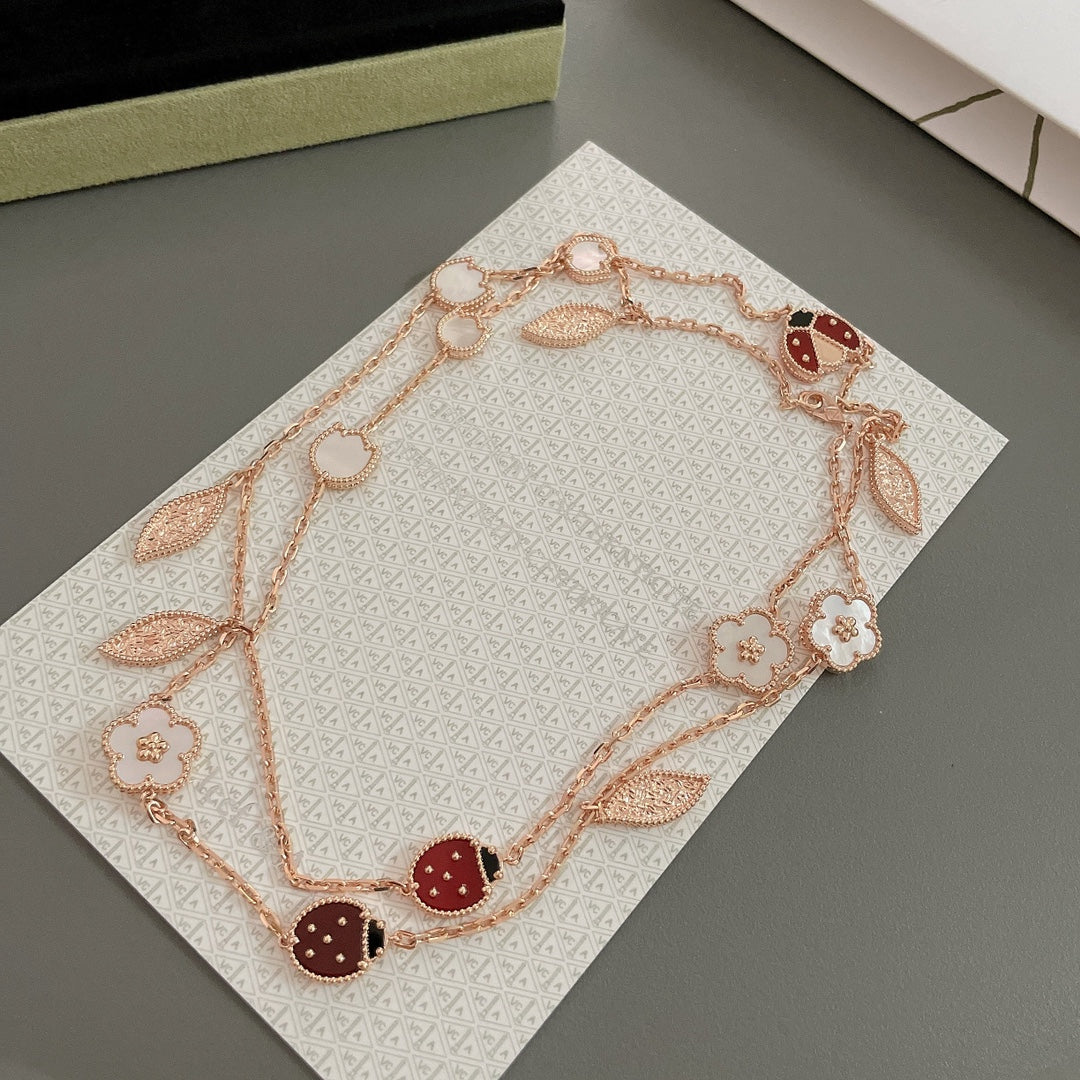 DIANA LUCKY SPRING 15 MOTIFS ROSE GOLD NECKLACE