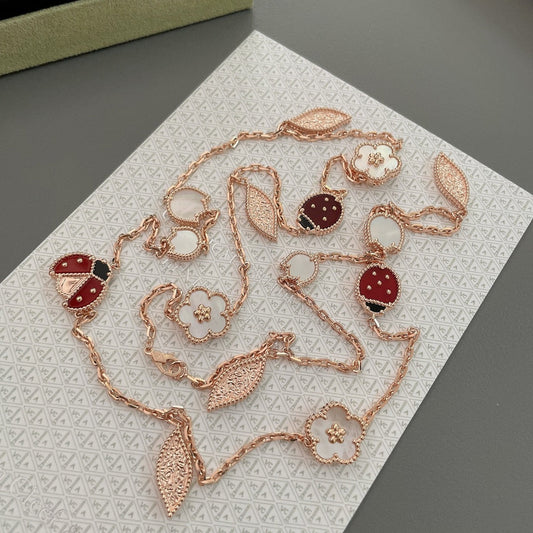 DIANA LUCKY SPRING 15 MOTIFS ROSE GOLD NECKLACE