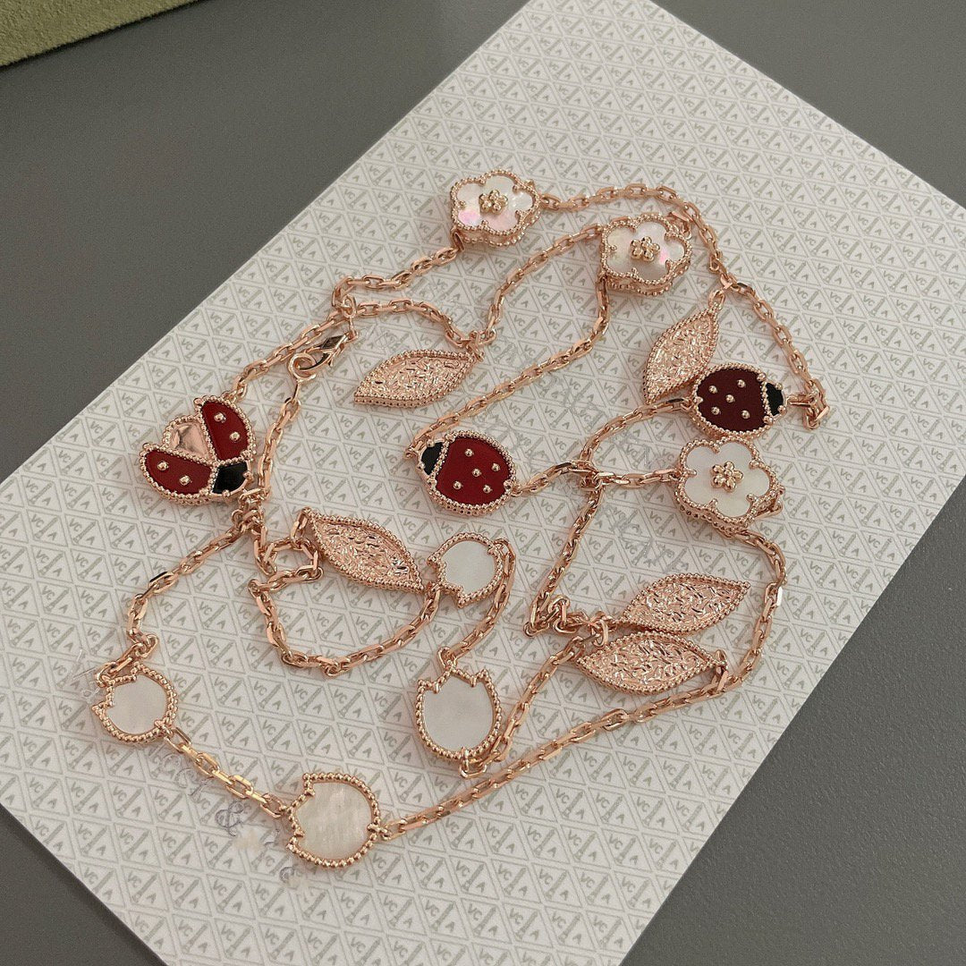 DIANA LUCKY SPRING 15 MOTIFS ROSE GOLD NECKLACE