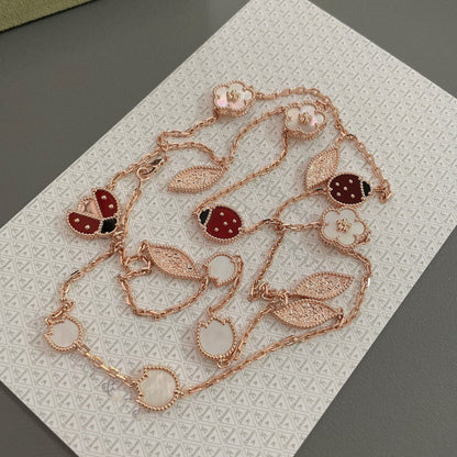 DIANA LUCKY SPRING 15 MOTIFS ROSE GOLD NECKLACE