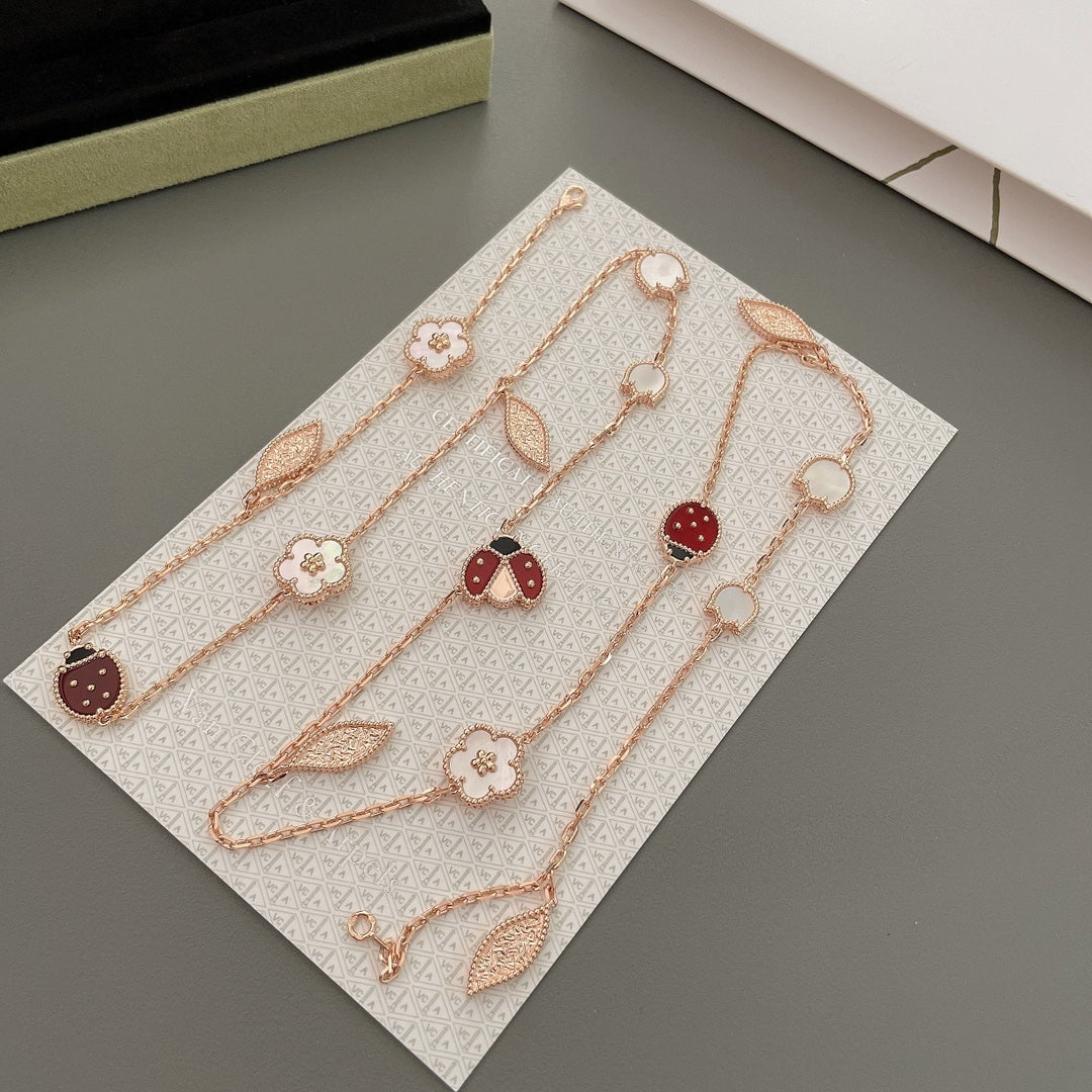 DIANA LUCKY SPRING 15 MOTIFS ROSE GOLD NECKLACE