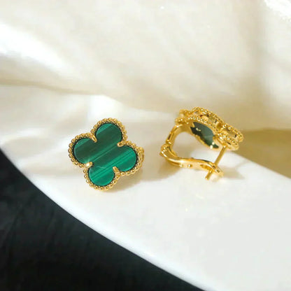 DIANA CLOVER MEDIUM 1 MOTIFS MALACHITE  EARRINGS