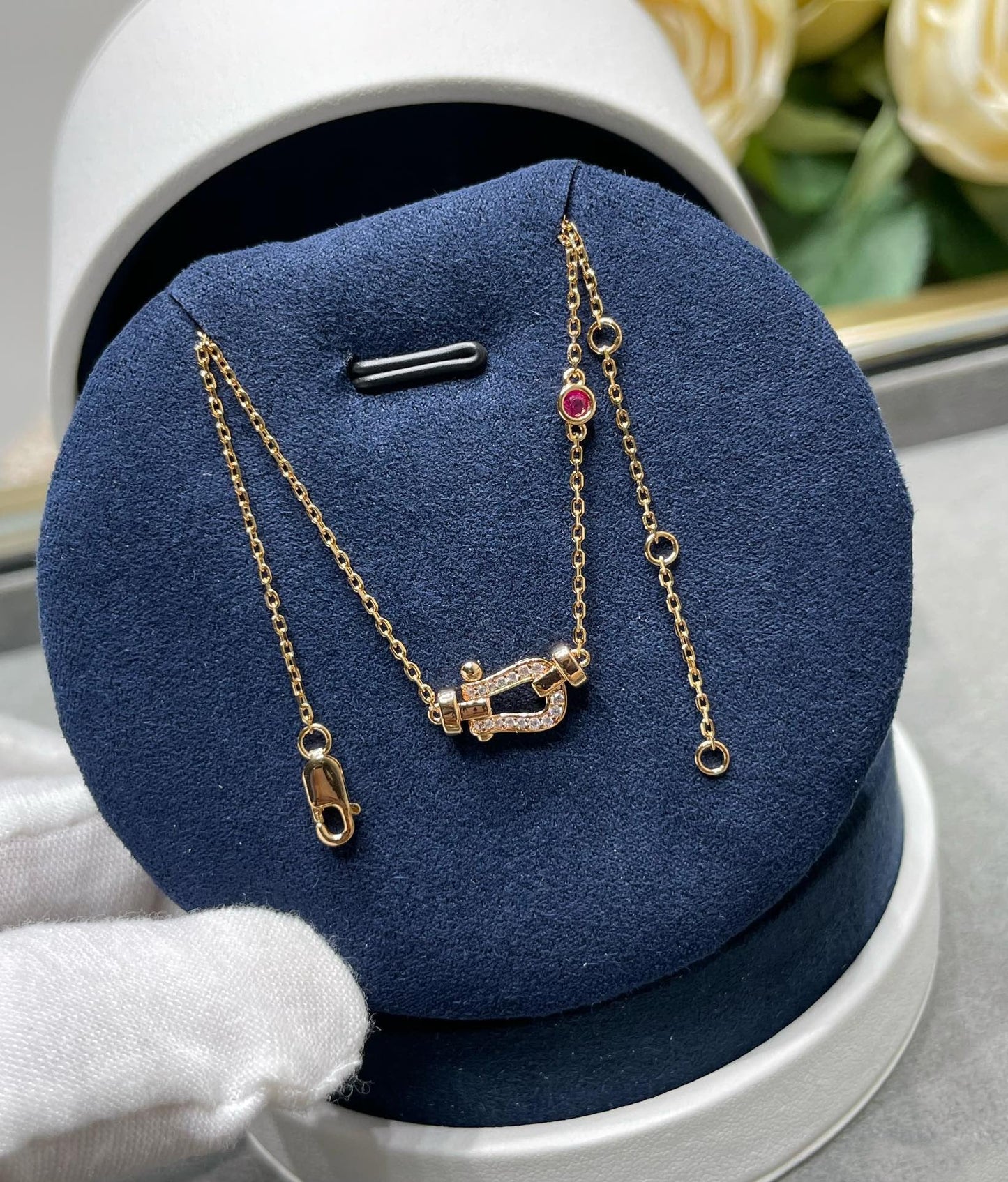 DIANA FORCE 10 DIAMOND PINK GOLD NECKLACE