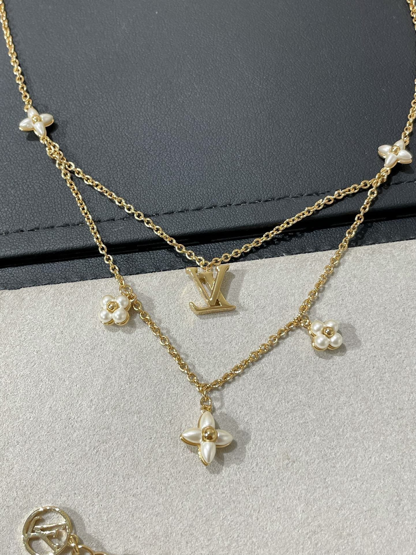 DIANA FLOWERGRAM GOLD MOP DOUBLE ROW NECKLACE