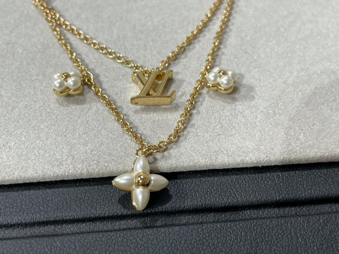 DIANA FLOWERGRAM GOLD MOP DOUBLE ROW NECKLACE