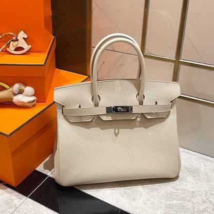 HM BIRKIN 30CM CUIR TOGO BLANC QUINCAILLERIE ARGENTÉE
