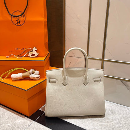 HM BIRKIN 30CM CUIR TOGO BLANC QUINCAILLERIE ARGENTÉE