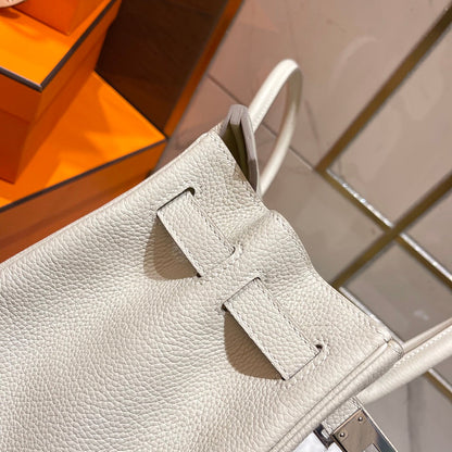 HM BIRKIN 30CM CUIR TOGO BLANC QUINCAILLERIE ARGENTÉE