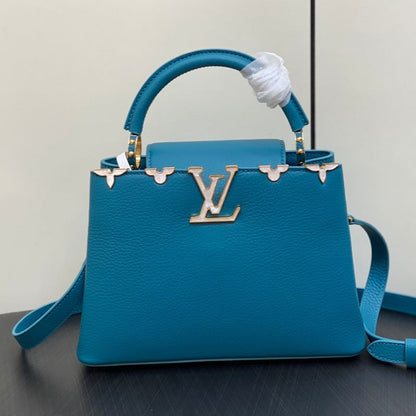 CAPUCINES BB 27 AZUL TAURILLON HARDWARE DORADO