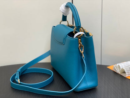CAPUCINES BB 27 AZUL TAURILLON HARDWARE DORADO
