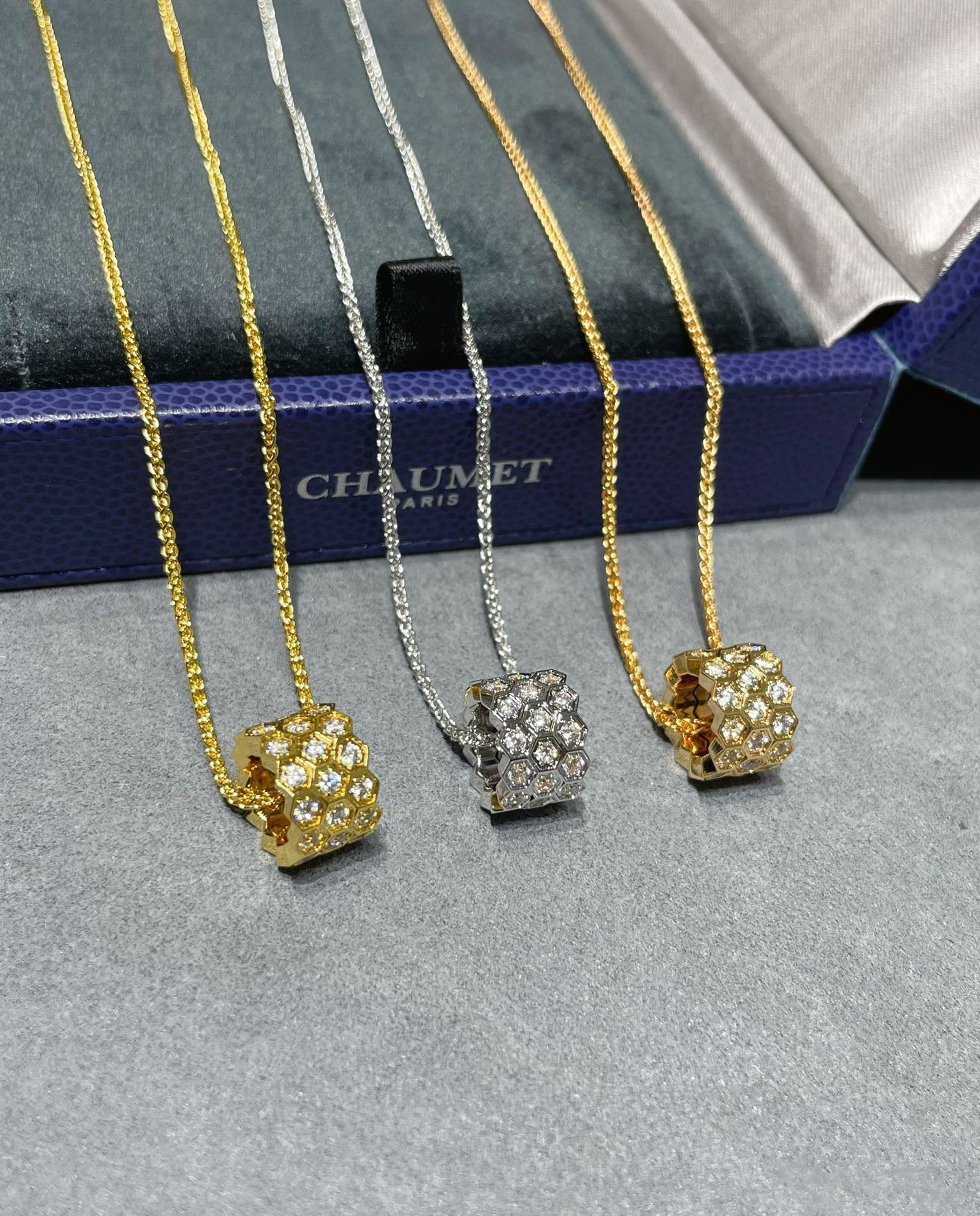 DIANA BEE LOVE DIAMOND PAVED 3 ROW NECKLACE