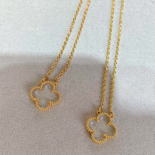 DIANA CLOVER ROCK CRYSTAL ROSE GOLD NECKLACE
