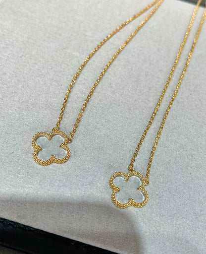 DIANA CLOVER ROCK CRYSTAL ROSE GOLD NECKLACE