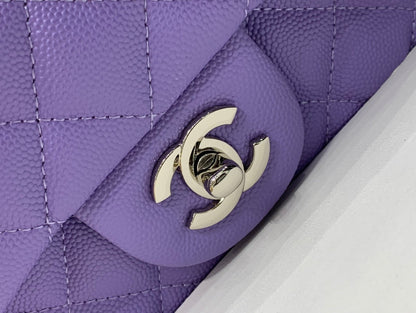 MINI SAC À RABAT CARRÉ 17 CM VIOLET CAVIAR QUINCAILLERIE ARGENTÉE