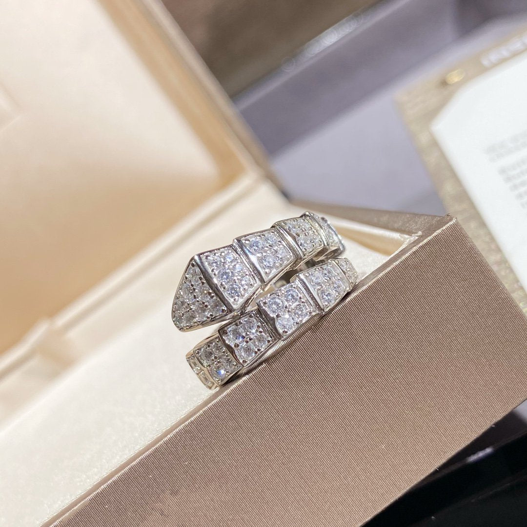 DIANA SERPENTI RING SILVER DIAMOND PAVED