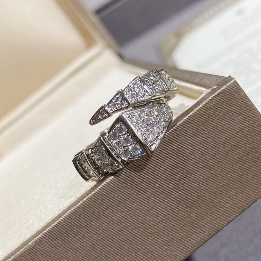 DIANA SERPENTI LARGE RING SILVER DIAMOND PAVED