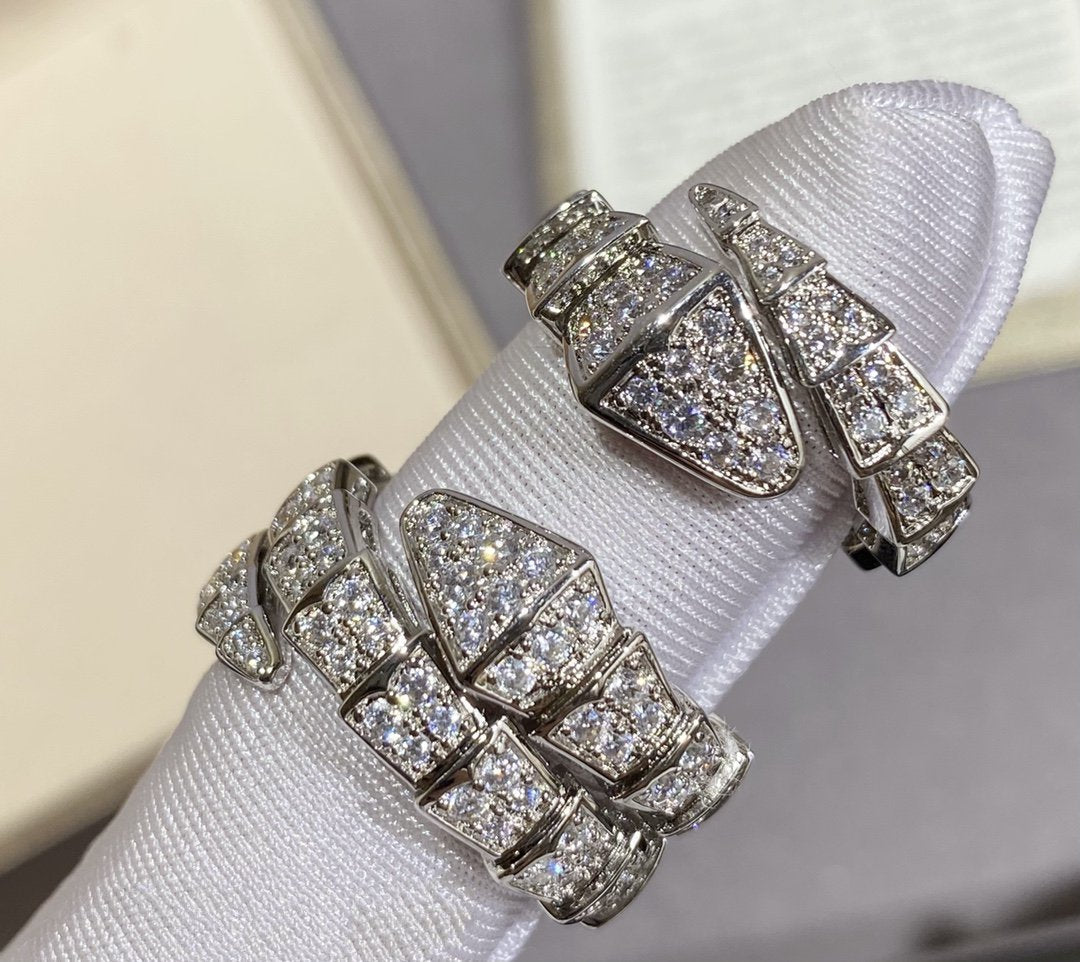 DIANA SERPENTI LARGE RING SILVER DIAMOND PAVED