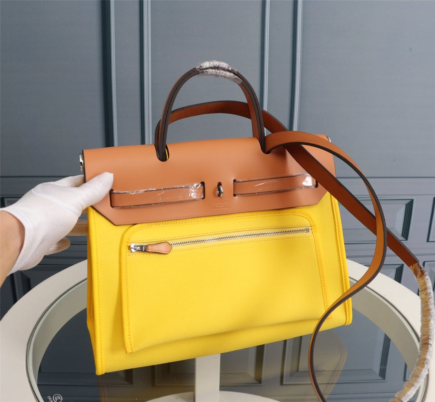 HM HERBAG ZIP 31 LONA LIMÓN Y BRONCE